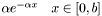 $ \alpha e^{-\alpha x} \quad x \in [0,b] $