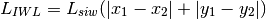 L_{IWL} = L_{siw} (|x_1 -x_2| + |y_1 - y_2|)