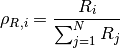 \rho_{R,i} = \frac{R_i}{\sum_{j=1}^N R_j}