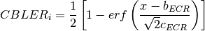 CBLER_i = \frac{1}{2}\left[1-erf\left(\frac{x-b_{ECR}}{\sqrt{2}c_{ECR}} \right) \right]