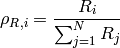 \rho_{R,i} = \frac{R_i}{\sum_{j=1}^N R_j}