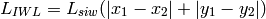 L_{IWL} = L_{siw} (|x_1 -x_2| + |y_1 - y_2|)