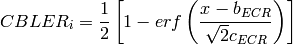 CBLER_i = \frac{1}{2}\left[1-erf\left(\frac{x-b_{ECR}}{\sqrt{2}c_{ECR}} \right) \right]