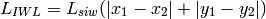 L_{IWL} = L_{siw} (|x_1 -x_2| + |y_1 - y_2|)