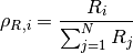 \rho_{R,i} = \frac{R_i}{\sum_{j=1}^N R_j}