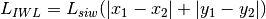 L_{IWL} = L_{siw} (|x_1 -x_2| + |y_1 - y_2|)