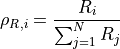 \rho_{R,i} = \frac{R_i}{\sum_{j=1}^N R_j}