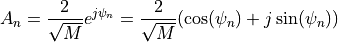 A_n = \frac{2}{\sqrt{M}} e^{j\psi_n} = \frac{2}{\sqrt{M}}(\cos(\psi_n) + j\sin(\psi_n))