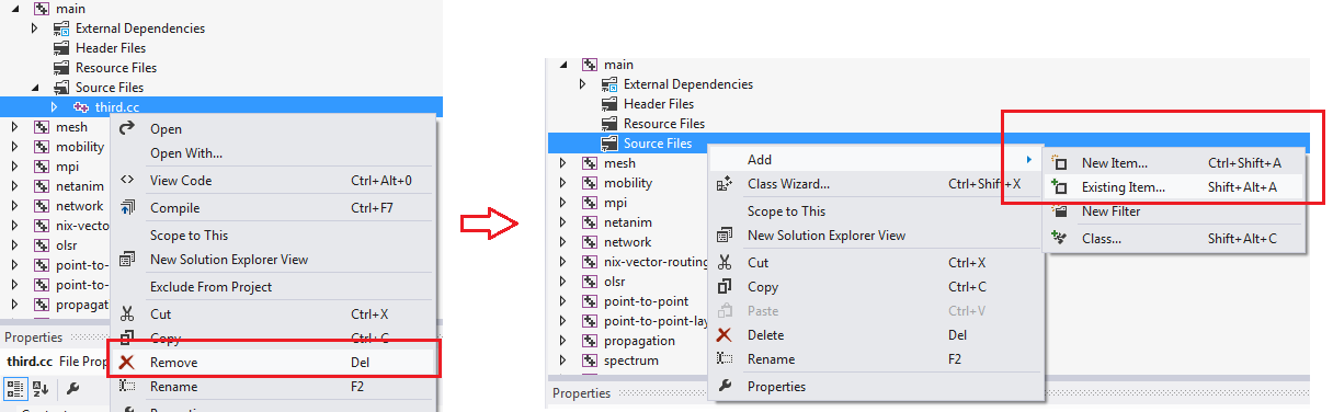 Changing the current main program