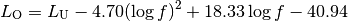 L_\mathrm{O} = L_\mathrm{U} - 4.70 (\log{f})^2 + 18.33\log{f} - 40.94