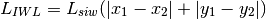 L_{IWL} = L_{siw} (|x_1 -x_2| + |y_1 - y_2|)